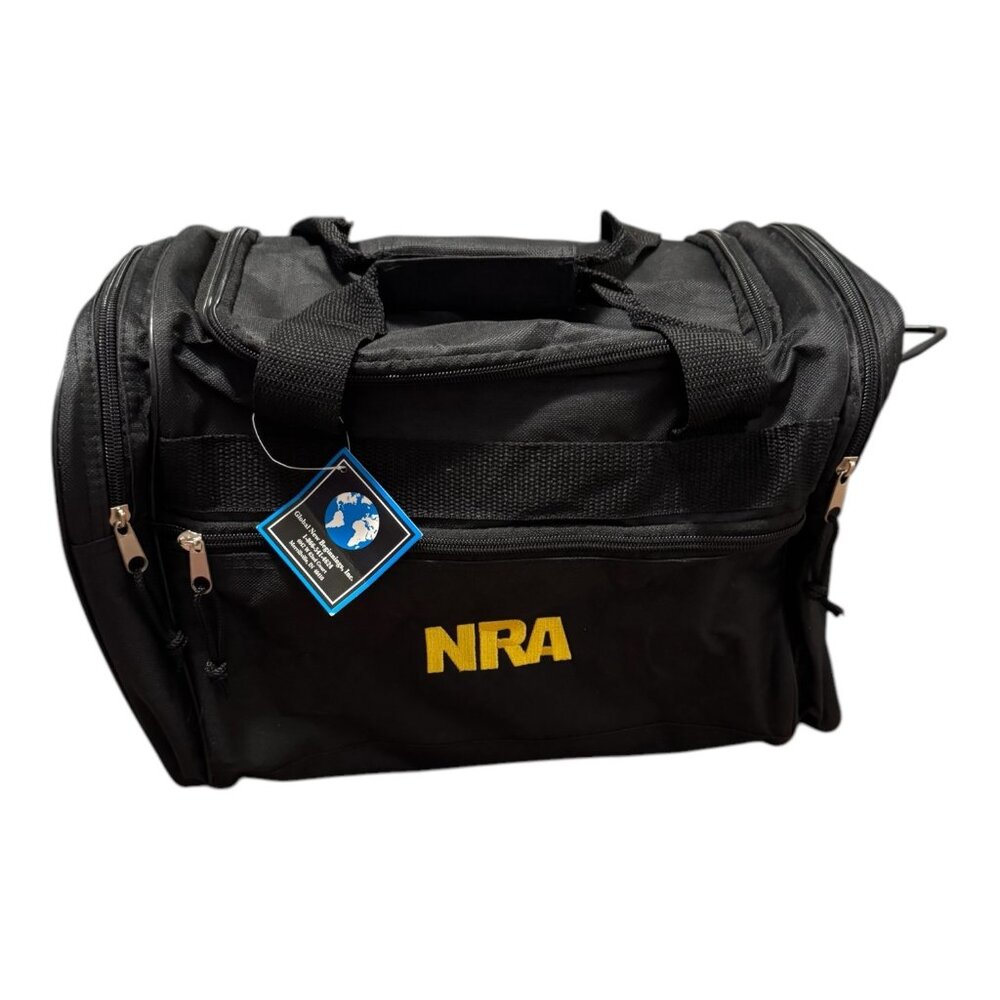 NRA Black Duffle Bag With Yellow Letters Logo Global New Beginnings No Shoulder